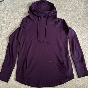 Pink Clover dark purple funnel neck top